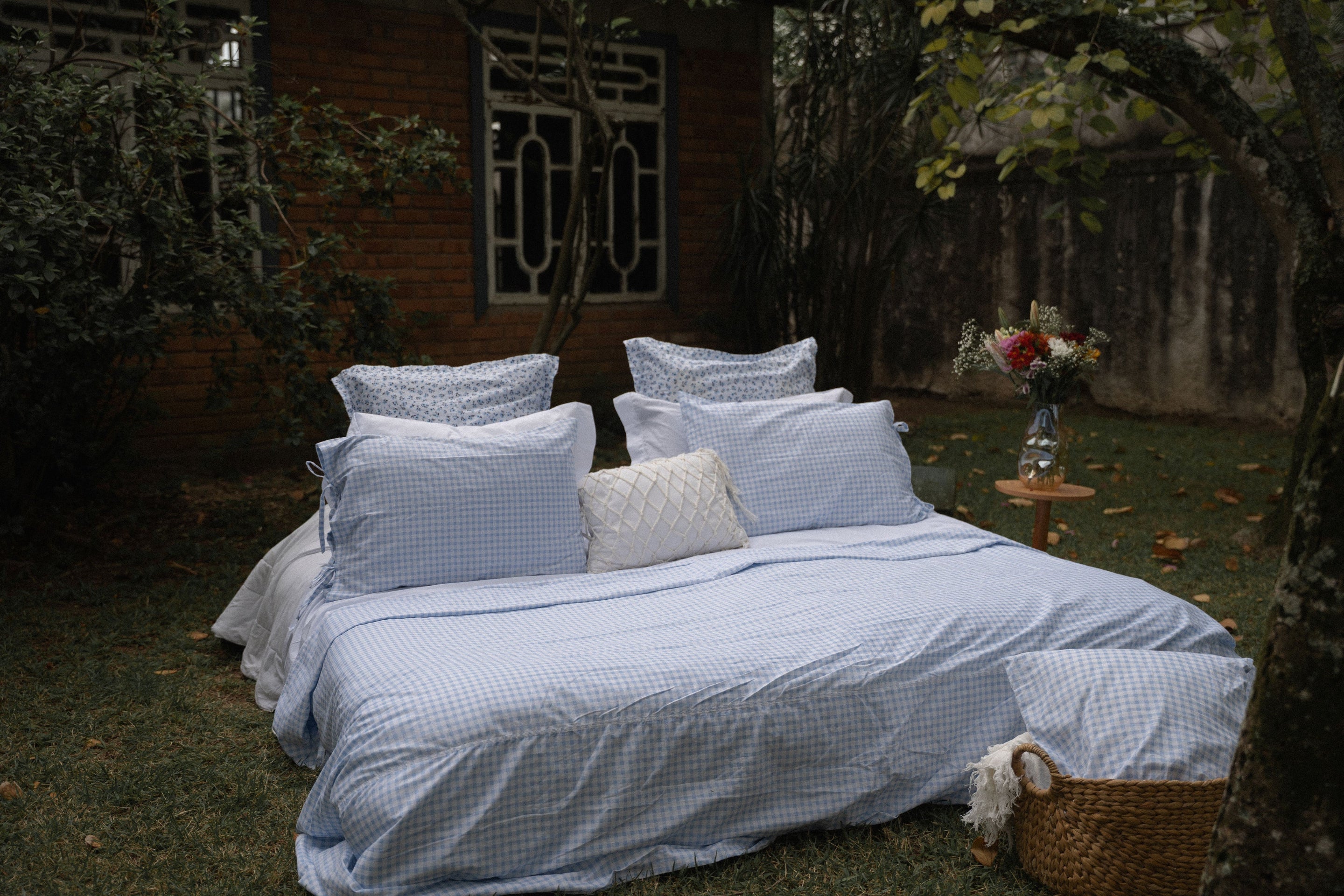 Conjunto Cozy Xadrez - Tricoline + Percal 200 Fios 100% Algodão