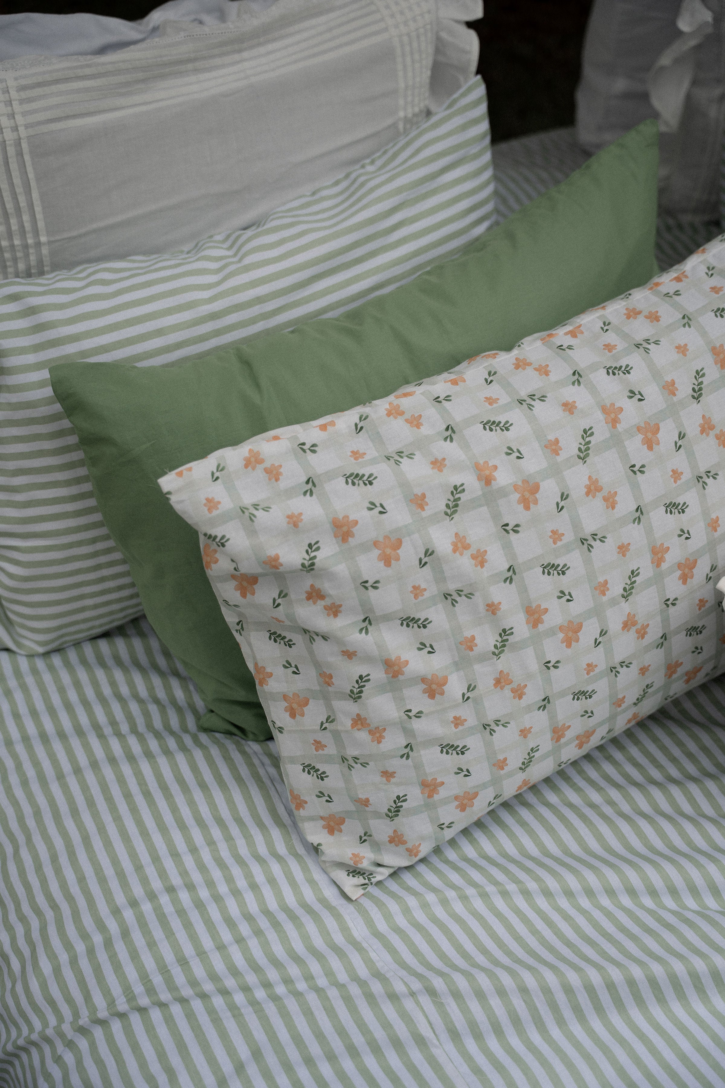 Conjunto Cozy Listras - Tricoline + Percal 200 Fios 100% Algodão