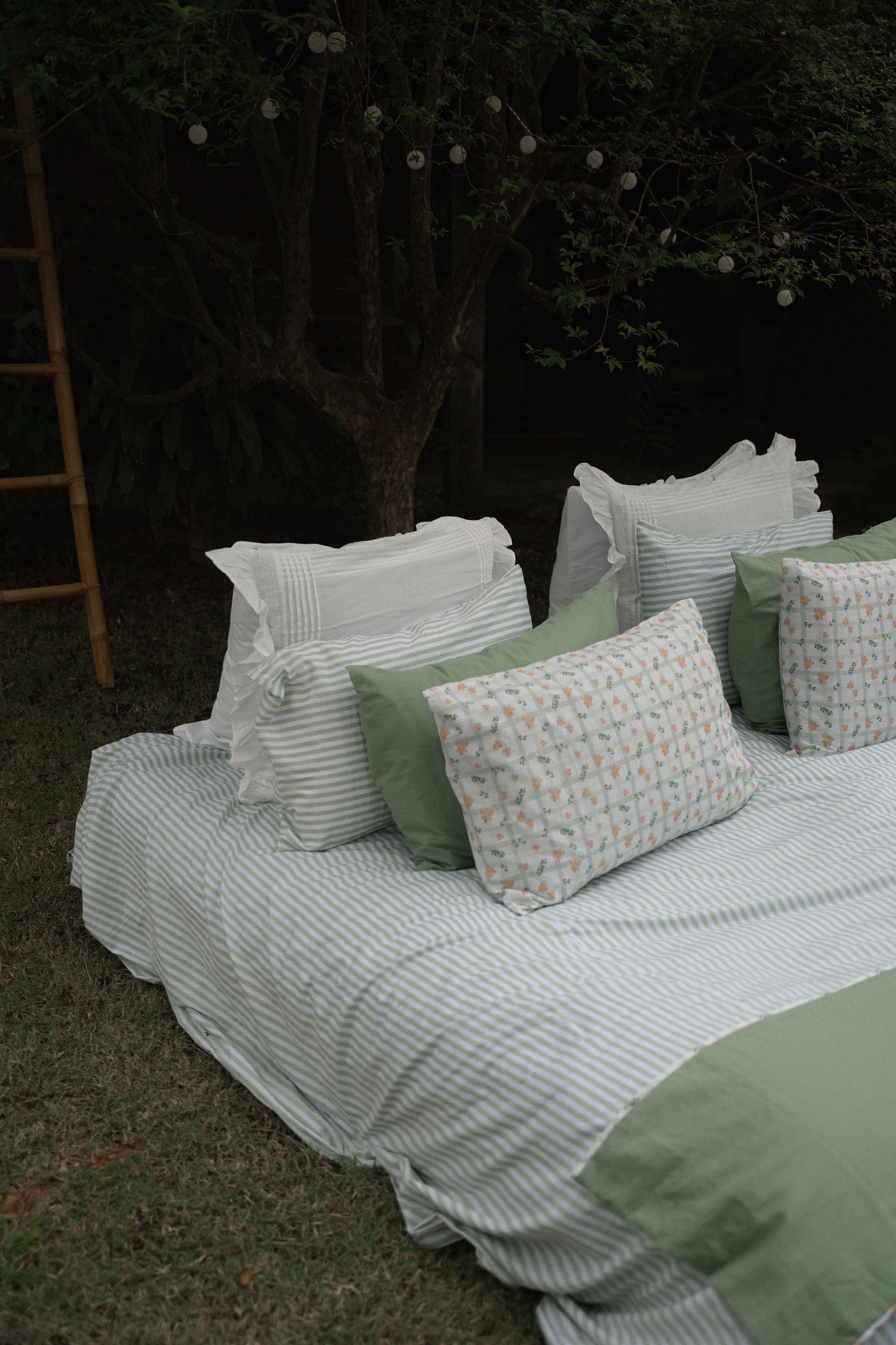 Conjunto Cozy Listras - Tricoline + Percal 200 Fios 100% Algodão