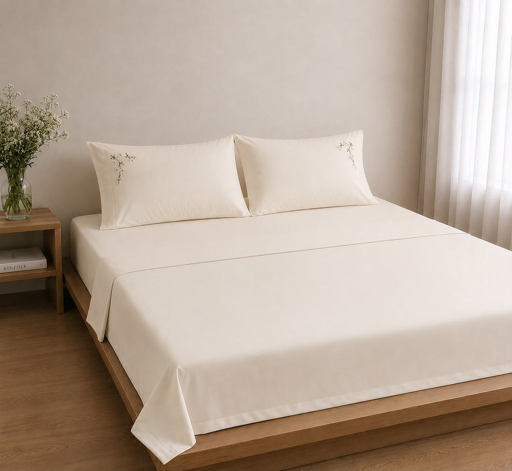 Conjunto Cozy Lençol Bordado - 400 Fios 100% Algodão