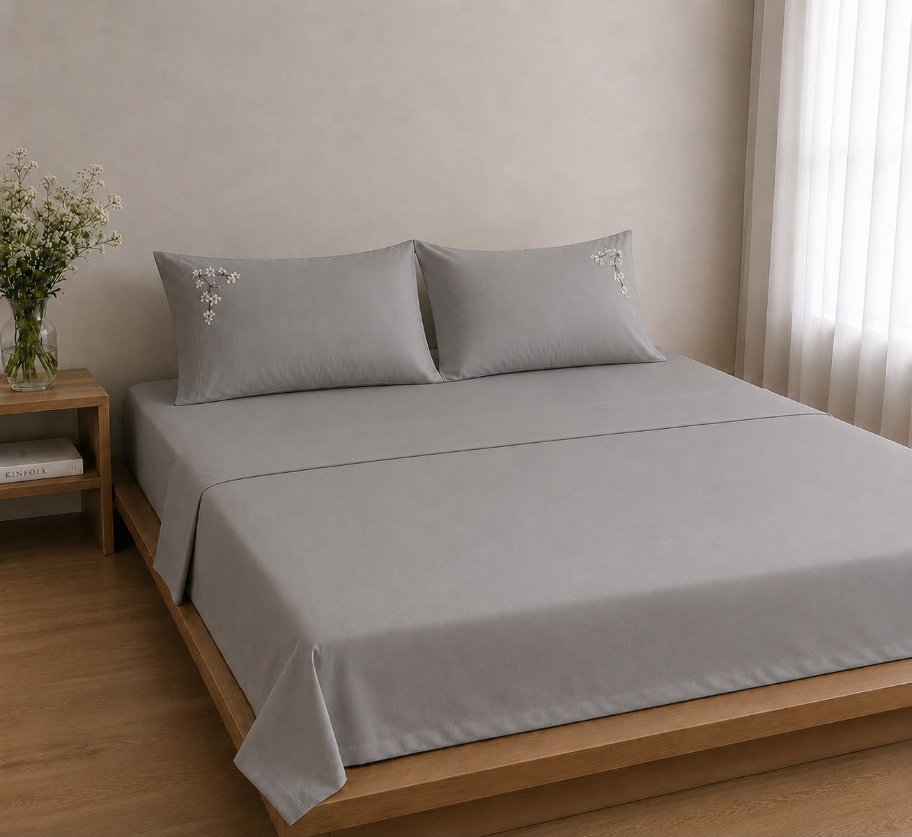 Conjunto Cozy Lençol Bordado - 400 Fios 100% Algodão