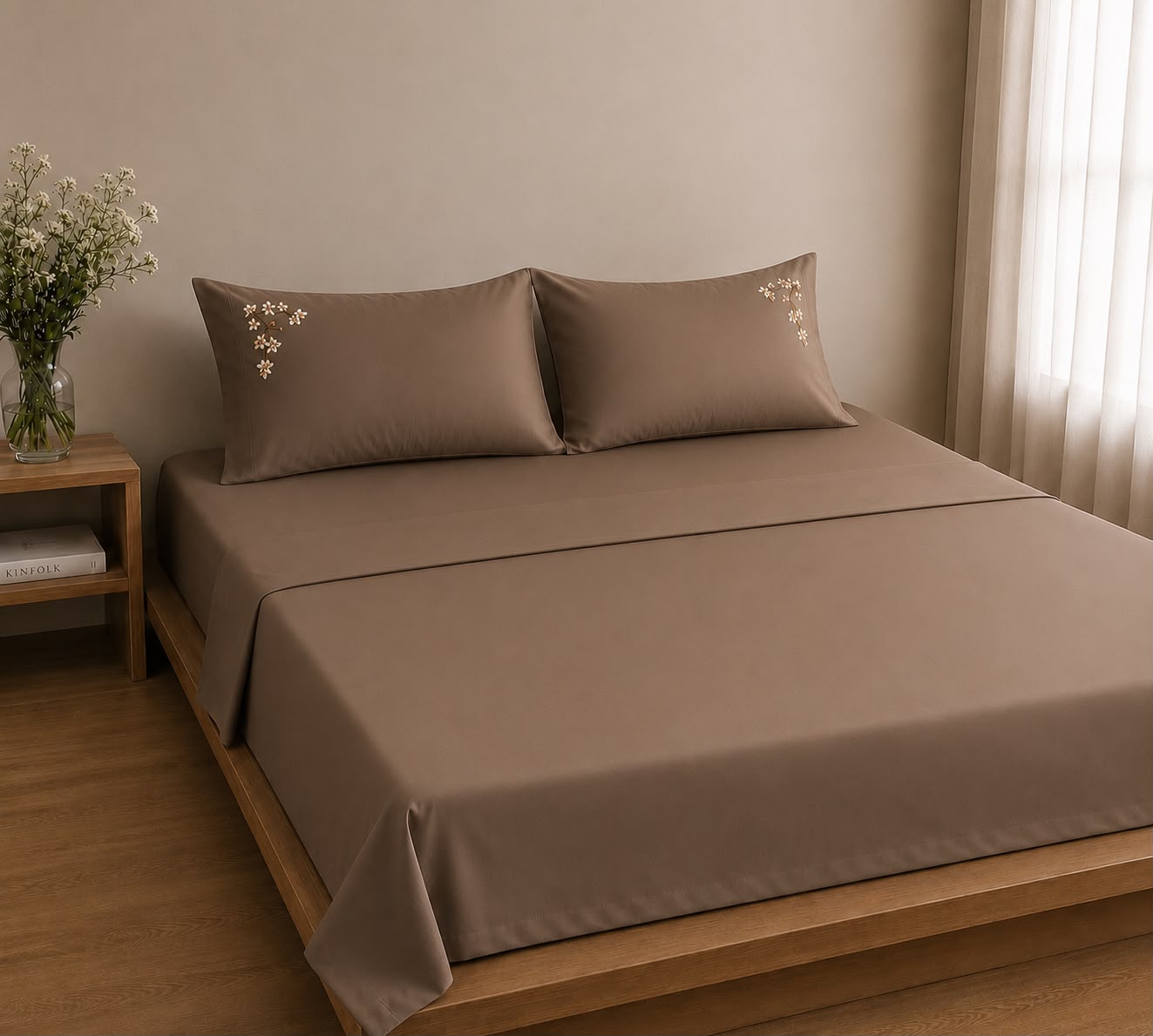 Conjunto Cozy Lençol Bordado - 400 Fios 100% Algodão